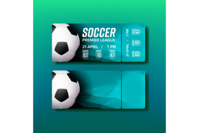 Ticket Tear-off Coupon For Soccer Match Vector