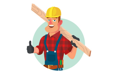 Classic Worker Or Carpenter Vector. Civil Engineering Construction Worker. Isolated On White Cartoon Character Illustration