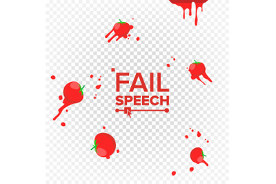 Throw Tomatoes Vector. Having Tomatoes From Crowd. Failure, Bad, Setback, Fiasco, Flop Concept. Isolated Flat Illustration