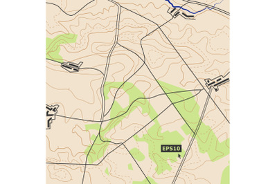 Topographic Map Background Concept With Roads&2C; Forests&2C; Settlements&2C; Relief Contours. Can Be Used For Wallpaper&2C; Web Page &2C; Surface Textures&2C; Banner Flyer&2C; Book Cover&2C; Poster