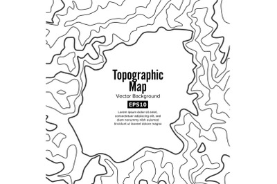 Contour Topographic Map Vector. Geography Wavy Backdrop. Cartography Graphic Concept.