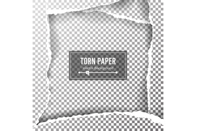 Torn Paper Blank Vector. Ripped Edges With Space For Text. Torn Page Banner For Web And Print. Sale Promo, Advertising, Presentation. Damaged Torn Paper For design.