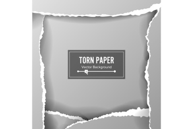 Torn Paper Blank Vector. Collection Of White Torn Paper. Ripped Edges With Shadow.