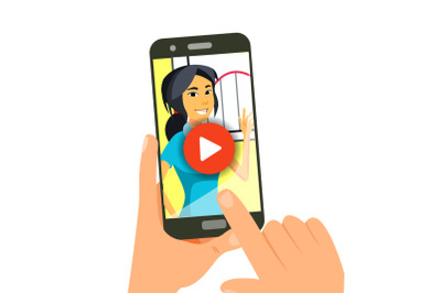 Video Tutorial Vector. Broadcasting Communication. Conference Or Webinar. Smartphone. E Learning. Flat Isolated Illustration