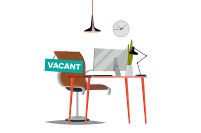 Vacancy Concept Vector. Office Chair. Vacancy Sign. Business HR Hiring. Sign Vacancy. Searching Professional Staff Work. Flat Isolated Illustration