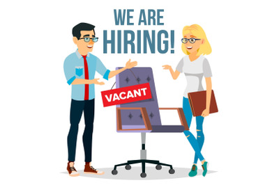 Recruitment Process Vector. Human Resources. Choice Of Candidate Employee. Office Chair. Vacancy. Executive Search. Recruiting, Hiring, HR. Isolated Illustration