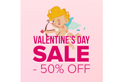 Valentine s Day Sale Banner Vector. Business Advertising Illustration. February 14 Sale Poster. Template Design For Web, Love Flyer, Valentine Card, Advertising.