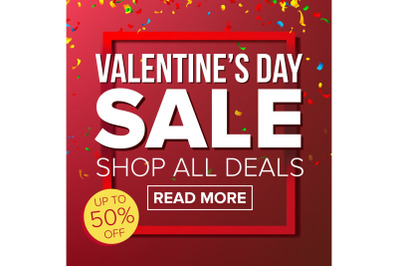 Valentine s Day Sale Banner Vector. Vector. Love Discounts Poster. Business Advertising Illustration. Design For Web, February 14 Flyer, Valentine Card