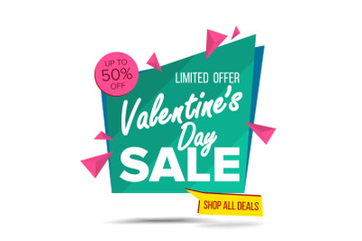 Valentine s Day Sale Banner Vector. Website Sticker&2C; February 14 Web Page Design. Big Super Sale. Online Sales Concept. Isolated On White Illustration