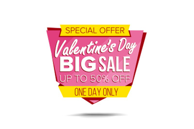 Valentine s Day Sale Banner Vector. Website Sticker&2C; Love Web Page Design. February 14 Product Discounts On Websites. Sale Label. Isolated Illustration