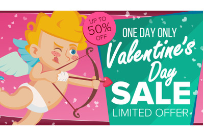 Valentine s Day Sale Banner Vector. Happy Amour. Design For Web, Flyer, February 14 Card, Advertising. Limited Clearance. Business Advertising Illustration.