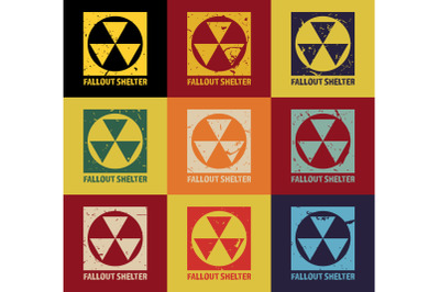 Fallout Shelter. Vintage Nuclear Symbol. Radioactive Zone Sign. Vector Illustration