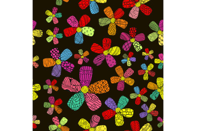 Vector Pattern 60s. Seamless Background Inspired Flower Power. Counterculture, Social Revolution In 1960s