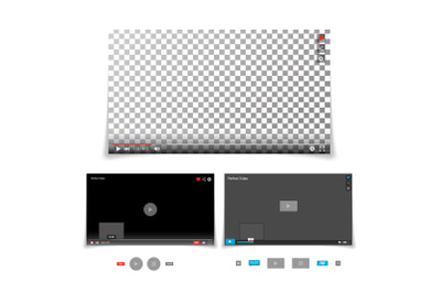 Video Player Interface Template Vector. With Progress Bar And Control Buttons Full Screen, Volume, Time