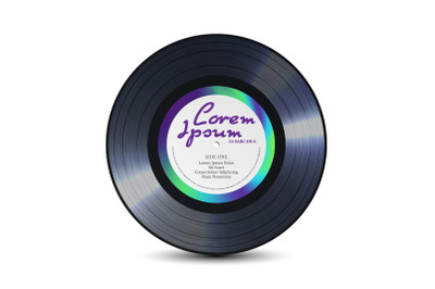 Vinyl Record. Retro Sound Carrier. Rerto Template Of Music Record Plate. For Musical Flyer, Poster.