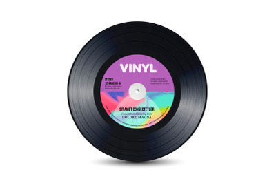 Vinyl Disc With Shiny Grooves. Old Retro Records. Isolated Vector Illustration.