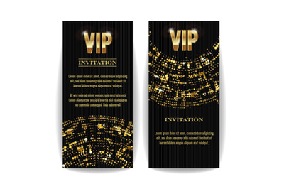 VIP Invitation Card Vector. Party Premium Blank Poster Flyer. Black Golden Design Template. Decorative Template Background. Mosaic Faceted Letters.