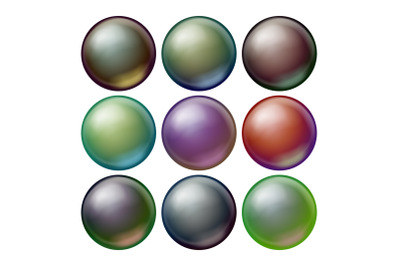 Dark Sphere Set Vector. Opaque Spheres With Shadows. Abstract Dark Ellipse, Ball, Bubble, Button, Badge. Isolated Realistic Illustration