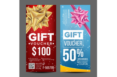 Voucher Coupon Template Vector. Vertical Leaflet Offer. Promotion Advertisement. Special Offer. Free Gift Illustration