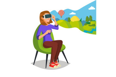 Virtual Reality Helmet, Glasses Vector. Innovation Play Device Glasses. Digital Entertainment Concept. Flat Cartoon Illustration