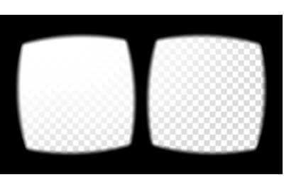 Virtual Reality Glasses Sight View Vector. Overlay Isolated On Transparent Background. Screen Frame Blank. Design 3D VR Technology Graphic Design Illustration