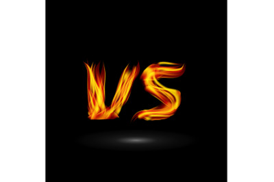 Versus Vector. Flame Letters Fight Background Design. Competition Icon. Fight Symbol