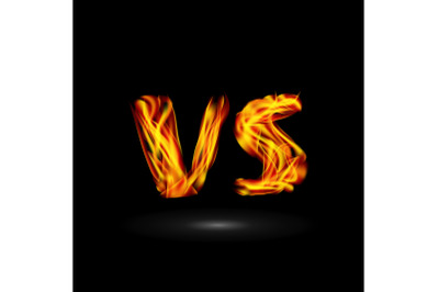 Versus Vector. Flame Letters Fight Background Design. Competition Icon. Fight Symbol