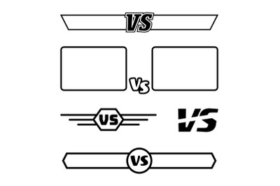 Versus Vector Symbol Set. VS Letters And Frames. Isolated On White Background. Competition Concept. Fight Confrontation Design