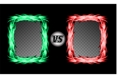 Versus Vector Symbol With Fire Frames. VS Letters. Flame Fight Background Design. Competition Concept. Fight Confrontation Sign