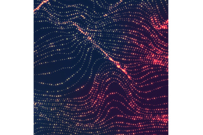 Wave Background. Ripple Grid. Glowing Round Particles. Swarm Of Dots. Vector Illustration