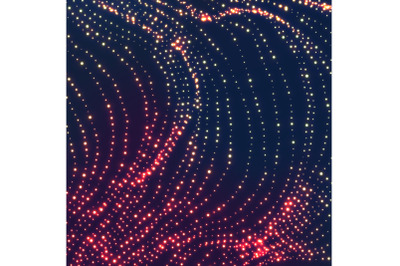 Wave Background. Ripple Grid. Glowing Round Particles. Swarm Of Dots. Vector Illustration