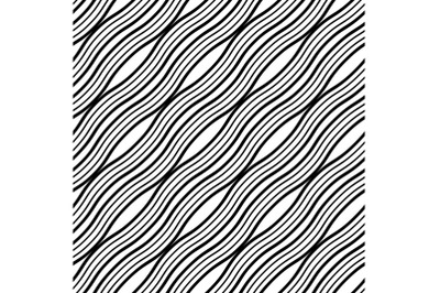 Wavy Lines Seamless Background. Modern Geometric Background. Vector Seamless Texture. Repeating Pattern With Wavy Lines Arranged Diagonally.