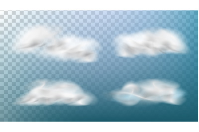 Realistic Clouds Vector. Isolated On Transparent Background Illustration