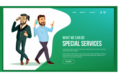 Website Page Vector. Business Website. Processes And Office Situation. Cartoon Team. Support Solution. Illustration