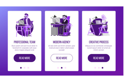 Web Page Banners Design Vector. Business Concept. Working Team. Cartoon People. Cloud Room. Illustration