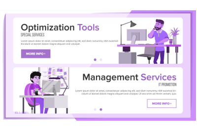 Horizontal Banners Website Design Vector. Business Interface. Responsive Ux Design. Cartoon Character. Opportunity Form. Illustration