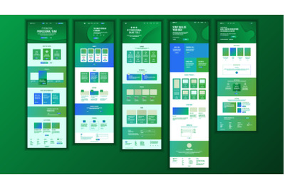 Main Web Page Design Vector. Website Business Concept. Landing Template. Working Team. Cryptography Farm. Application Newspaper. Cloud Room. Illustration