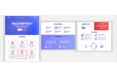 Website Design Template Vector. Business Interface. Landing Web Page. Professional Team. Monitoring And Optimization. Commercial Communication. Responsive Blank. Illustration