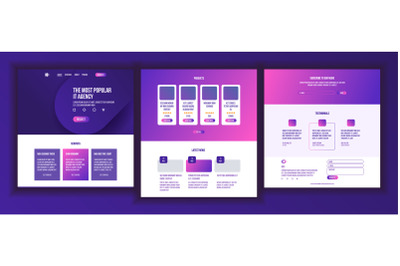 Website Page Vector. Business Agency. Web Page. Design Front End Site Scheme. Landing Template. Protection Receipt. Company Concept. Group Meeting. Illustration