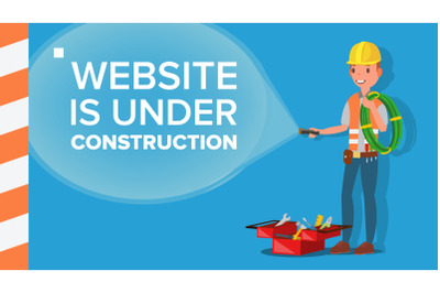 Website Under Construction Vector. Error Website Page. Coming Soon. Flat Illustration