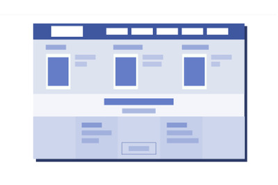 Website Flat Design Vector. UX Sketch. Template Web Page. Illustration