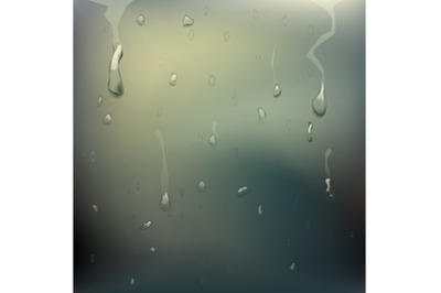 Wet Glass Vector. Rain Drops. Steam Shower. Realistic Illustration