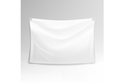 White Banner Vector. Realistic Horizontal Rectangular Advertising Banner.