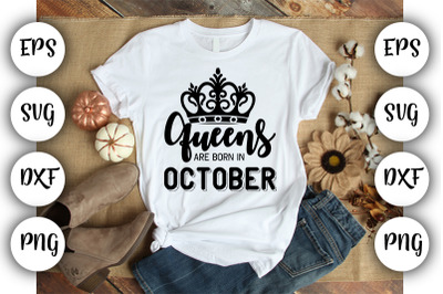 Queens are Born in October SVG,DXF,EPS,PNG