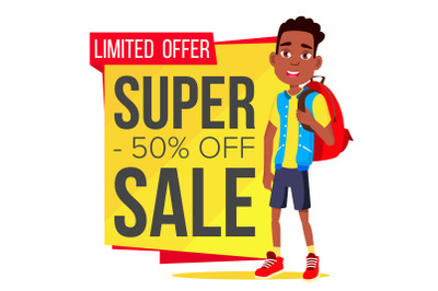 Big Sale Banner Vector. School Children&2C; Pupil. Spring Bright Design. Price Tag Label. Isolated Illustration