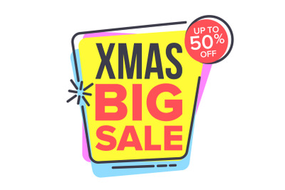 Christmas Big Sale Sticker Vector. Spring Bright Design. Promo Icon. Price Tag Label. Isolated Illustration