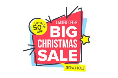 Christmas Sale Sticker Vector. Mega Sale Poster Design. Buy Label. Discount And Promotion. Isolated Illustration