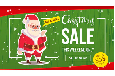 Christmas Sale Banner With Classic Santa Claus Vector. Marketing Advertising Design Illustration. Template Design For Xmas Party Poster&2C; Brochure&2C; Card&2C; Shop Discount Advertising.