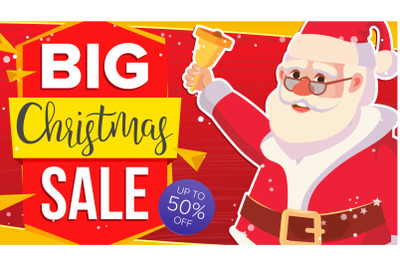 Christmas Sale Banner With Classic Xmas Santa Claus Vector. Discount Special Offer Sale Banner. Marketing Advertising Design Illustration. Design For Xmas Party Poster&2C; Brochure