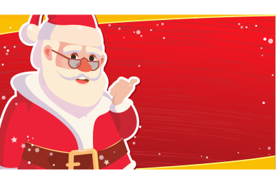 Christmas Sale Banner Template With Classic Xmas Santa Claus Vector. Discount Special Offer Sale Banner